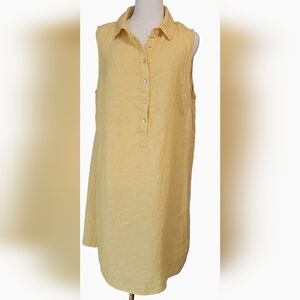 Tahari‎ Light Yellow Sleeveless Tunic100%LINEN